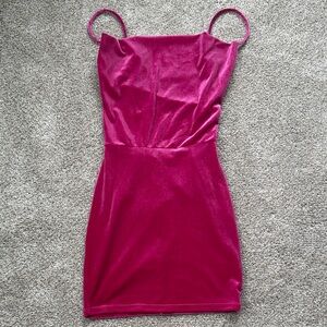 Lucy in the Sky Fuchsia Velvet Mini Dress